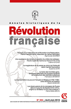 Annales historiques de la Révolution française n° 384 (2/2016) Varia