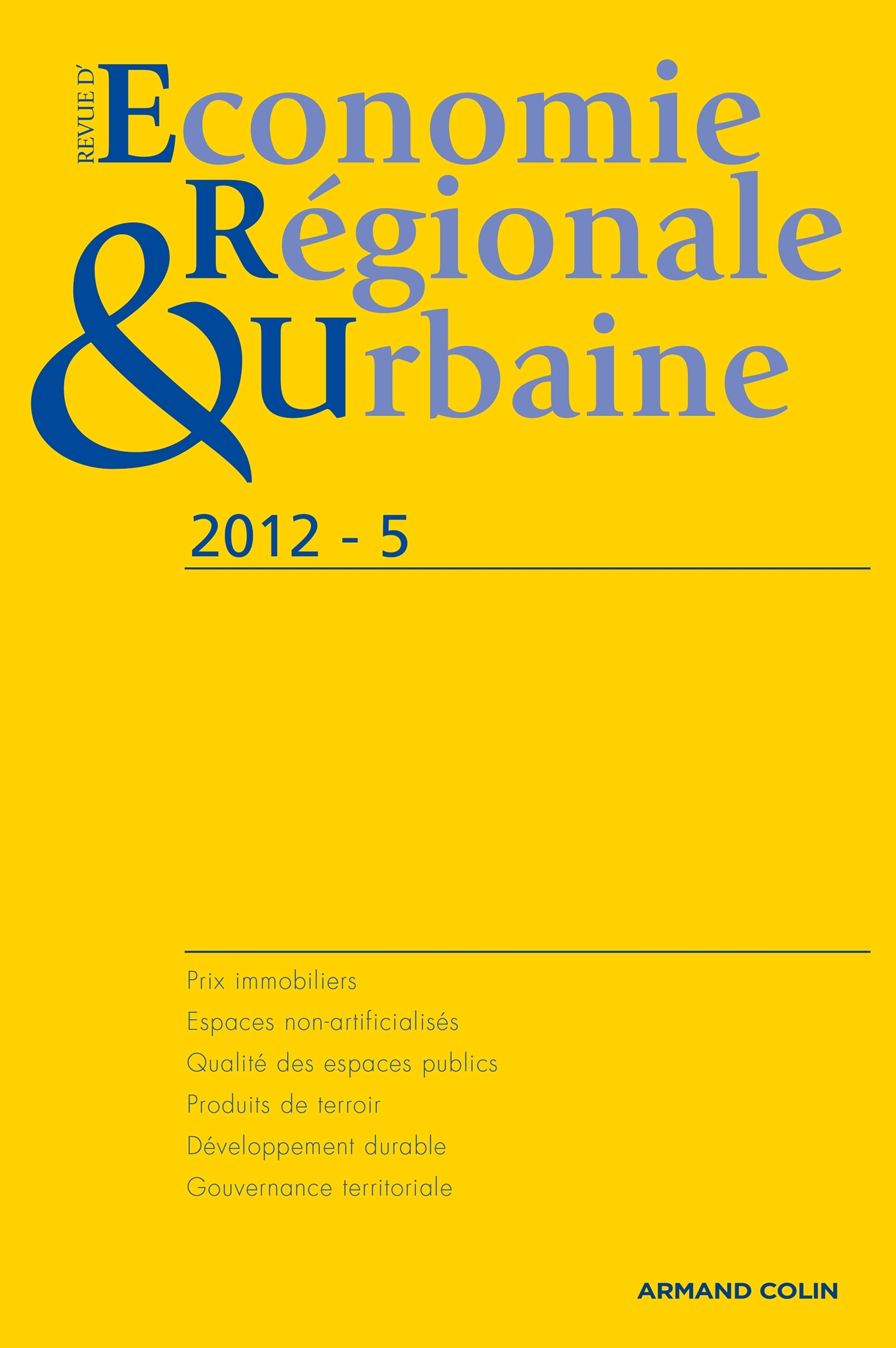 Revue d'économie régionale & urbaine (5/2012)