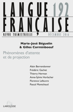 Langue française n° 192 (4/2016) Phénomènes d'attente et de projection