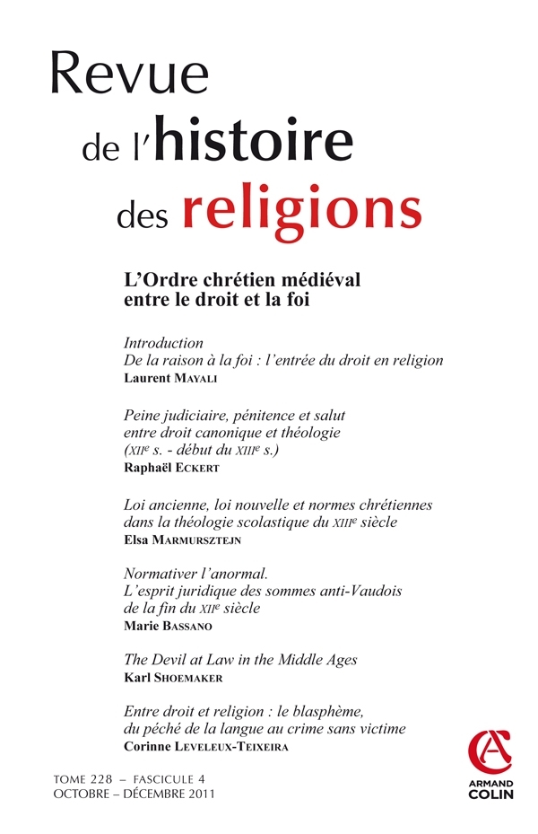 Revue de l'histoire des religions - Tome 228 (4/2011)