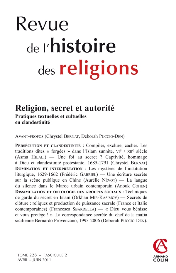 Revue de l'histoire des religions - Tome 228 (2/2011)