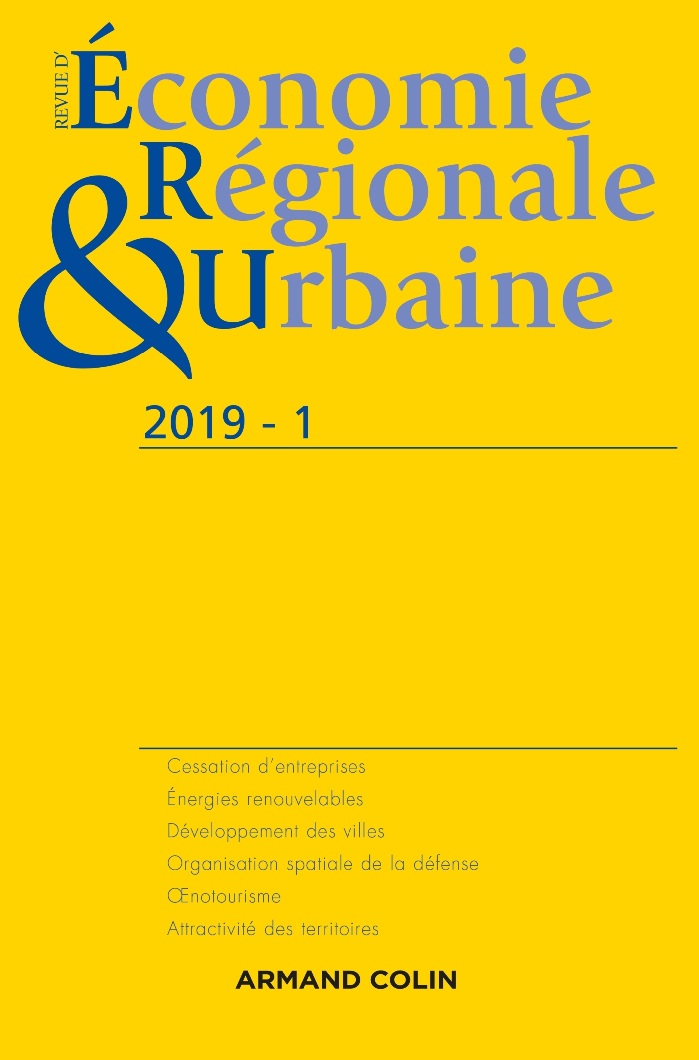 Revue d'économie régionale et urbaine n° 1/2019 Varia