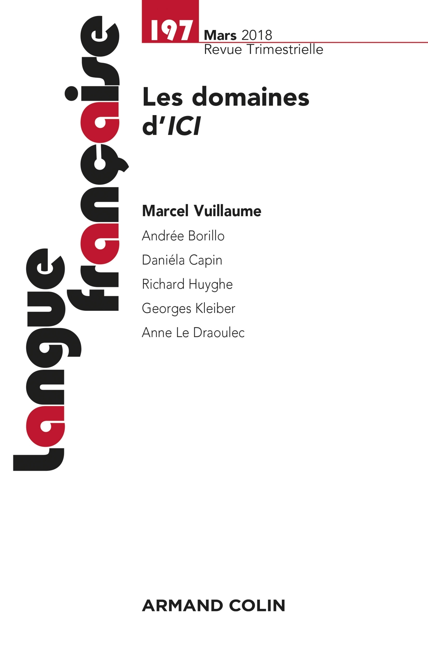 Langue française n° 197 (1/2018) Les domaines d'ICI