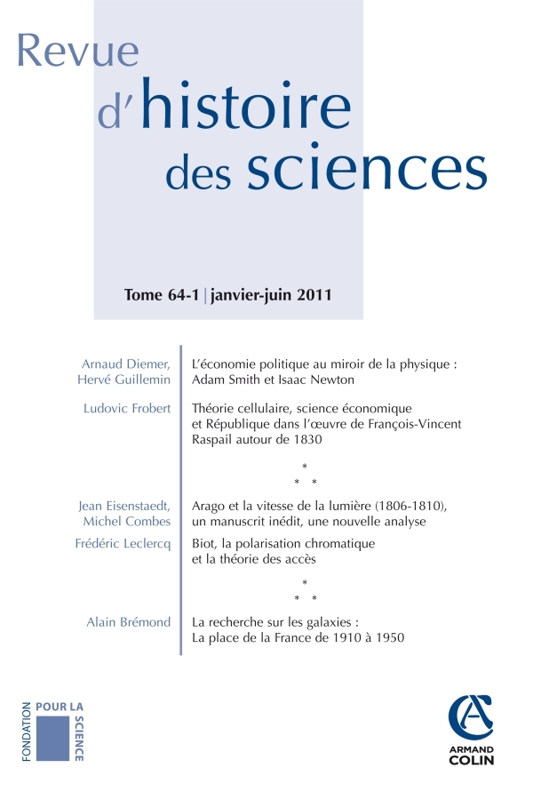 Revue d'histoire des sciences - Tome 64 (1/2011) Varia