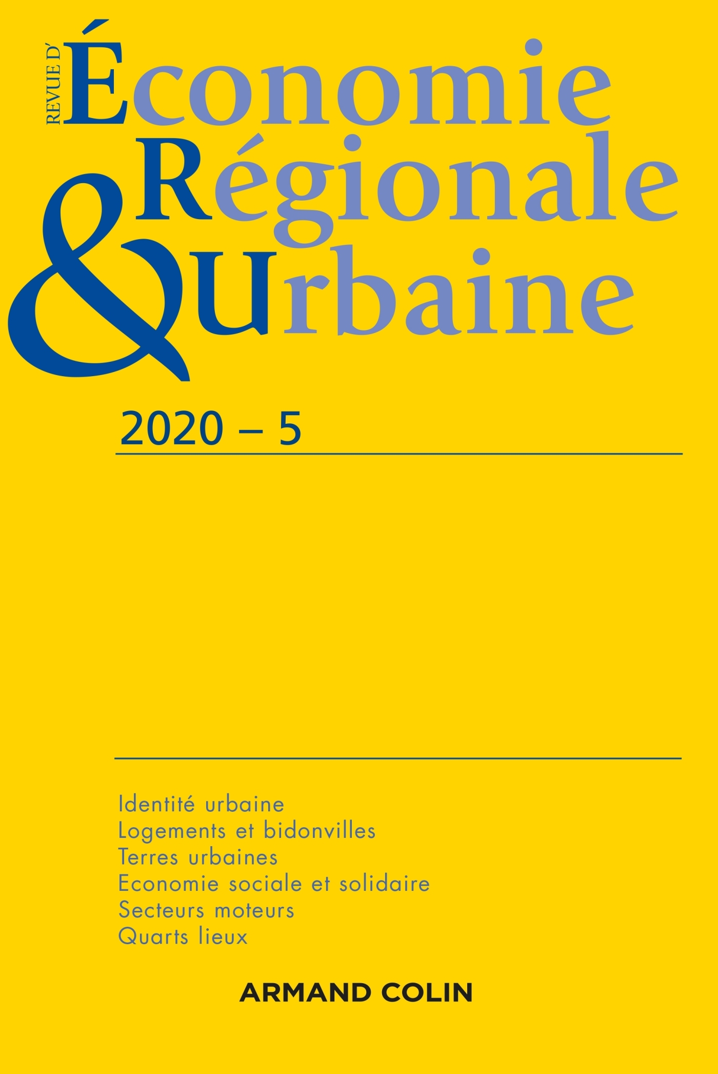 Revue d'économie régionale et urbaine Nº5/2020 Varia
