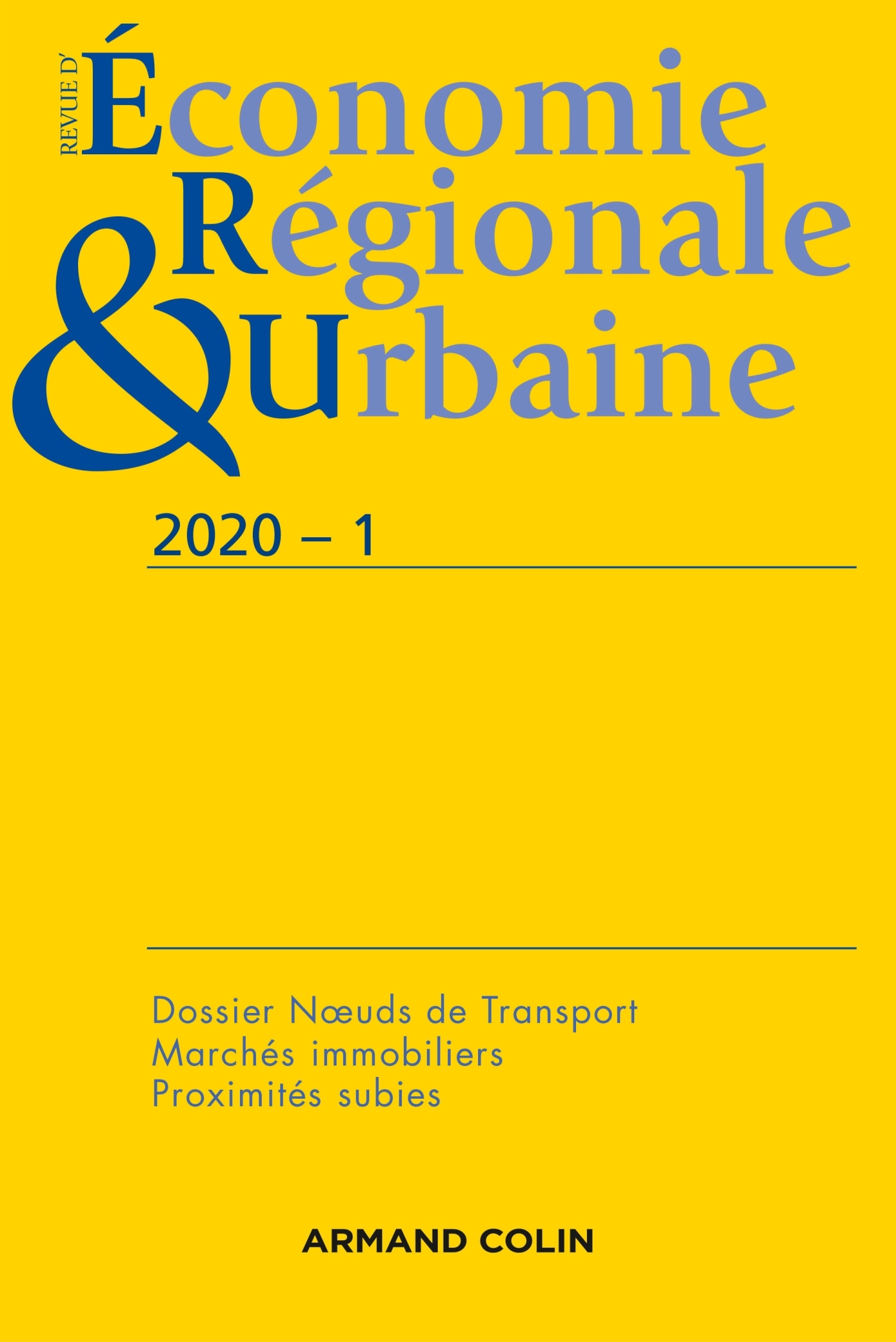 Revue d'économie régionale et urbaine Nº1/2020 Varia