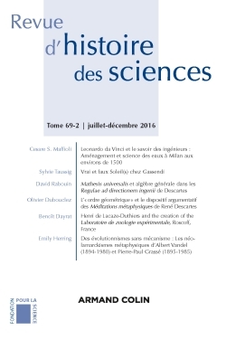 Revue d'histoire des sciences (2/2016)