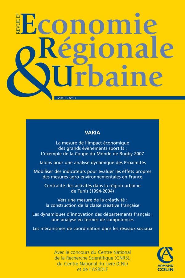 Revue d'économie régionale & urbaine (3/2010) Varia