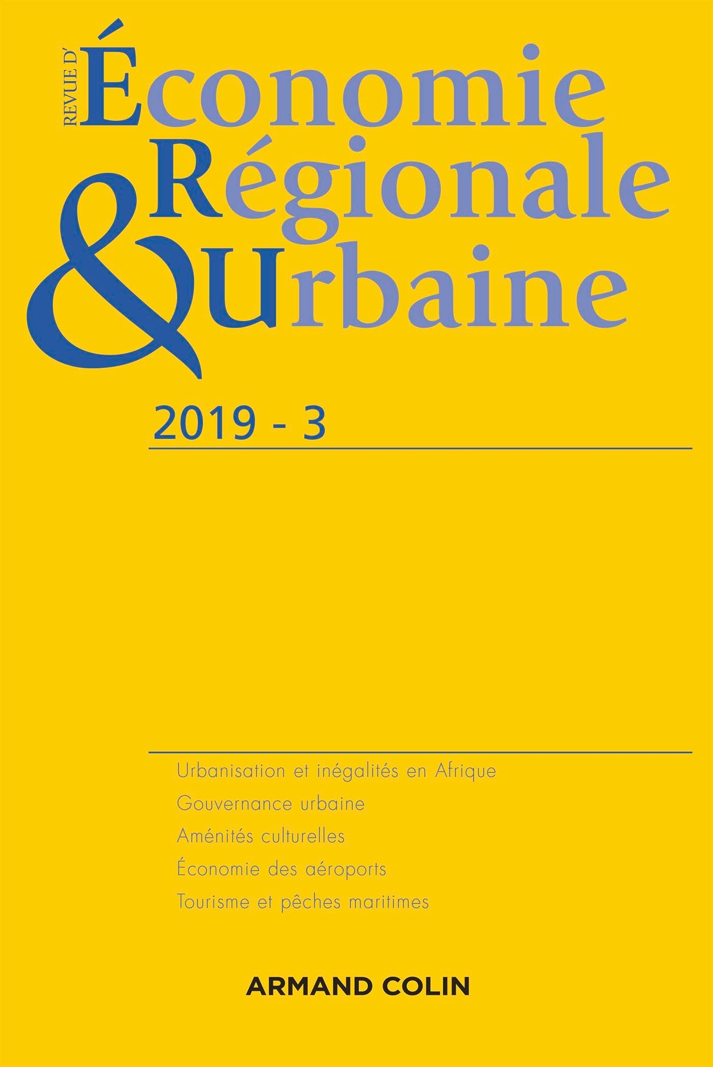 Revue d'économie régionale et urbaine n° 3/2019 Varia
