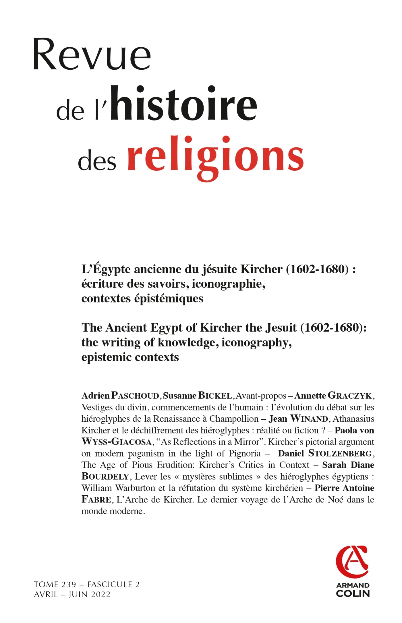 Revue de l'histoire des religions - Nº2/2022