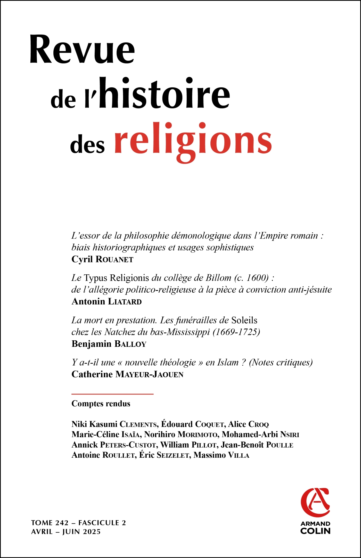 Revue de l'histoire des religions - Nº2/2025