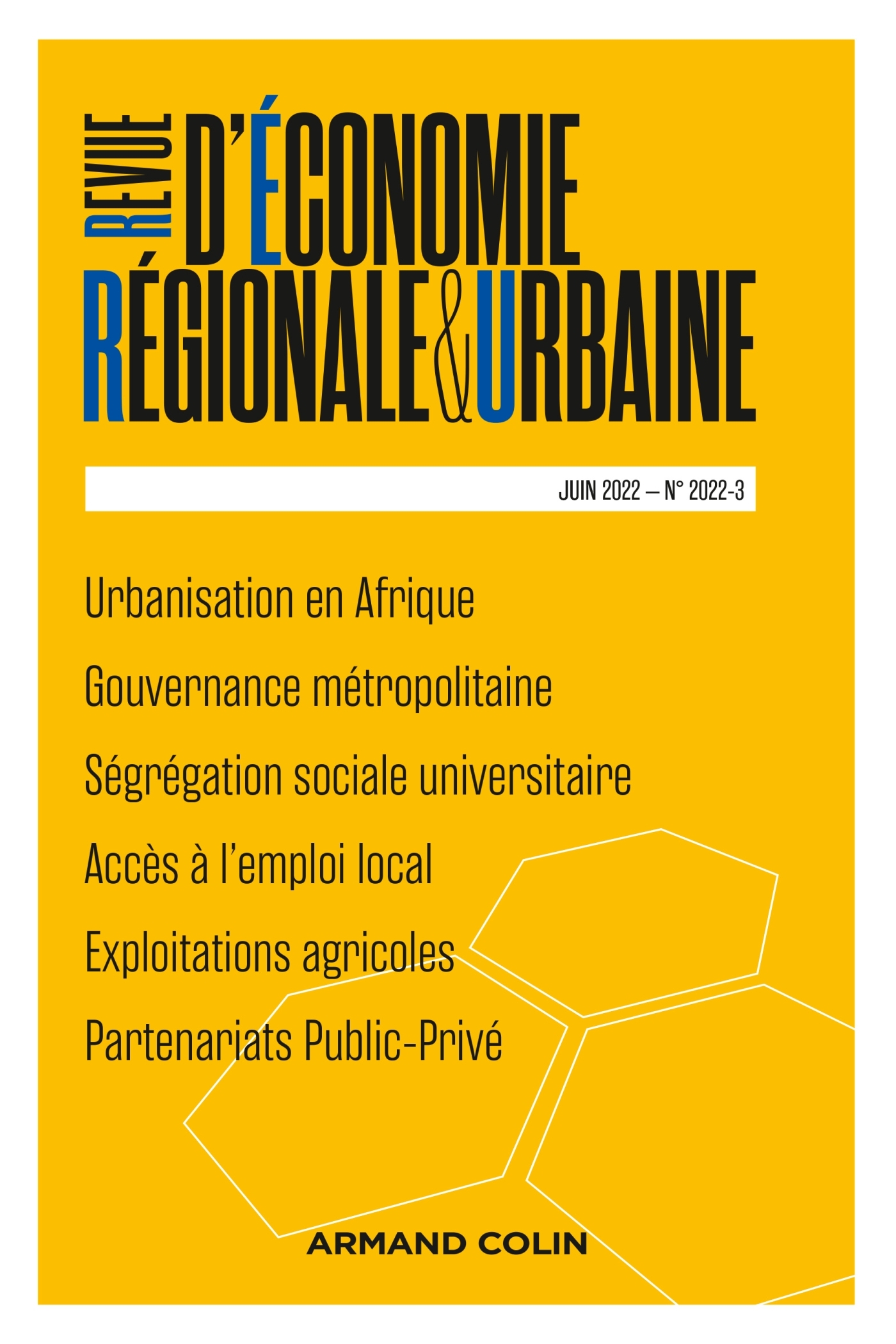 Revue d'économie régionale et urbaine Nº3/2022
