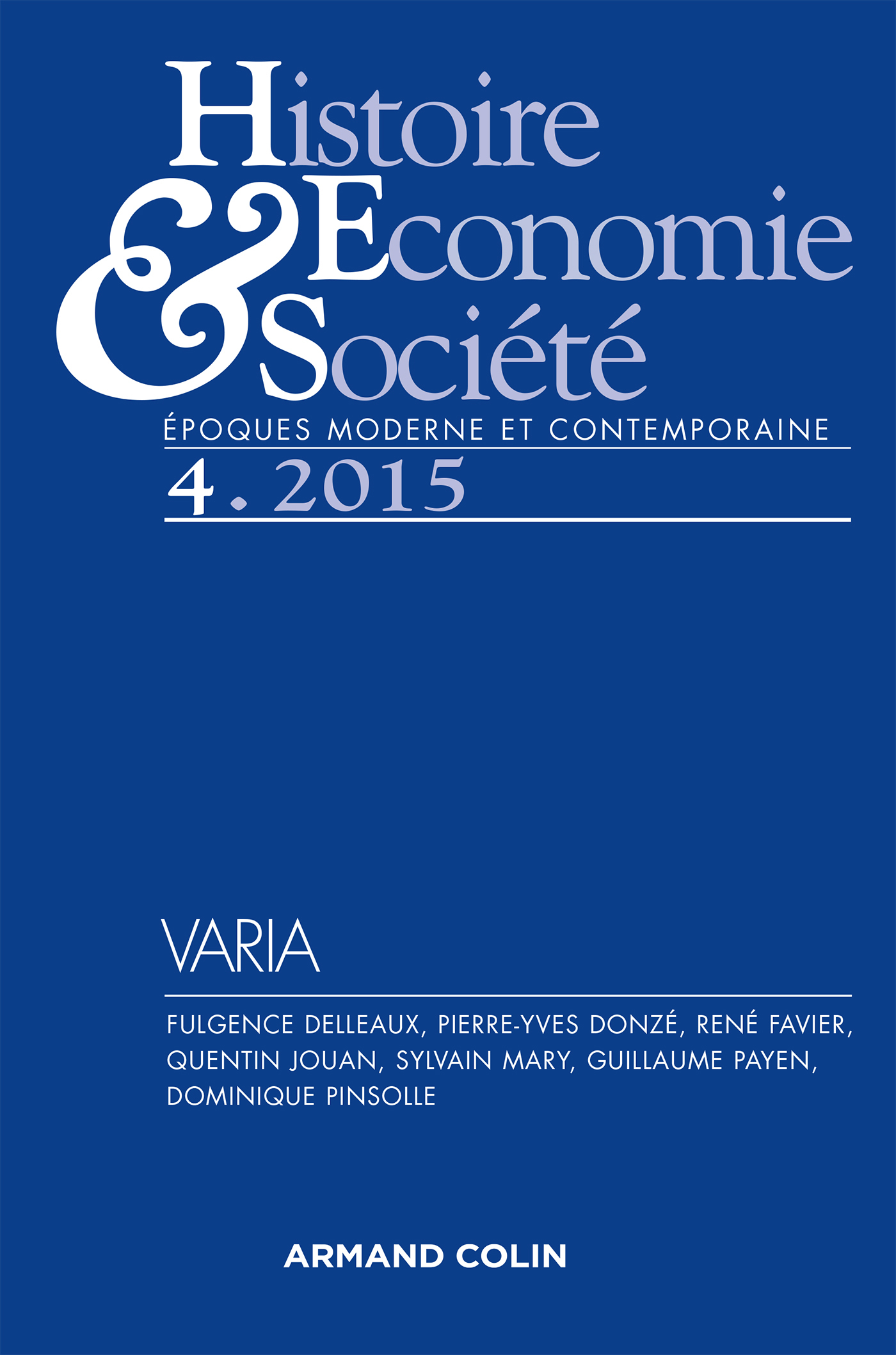 Histoire, Économie & Société (4/2015) Varia