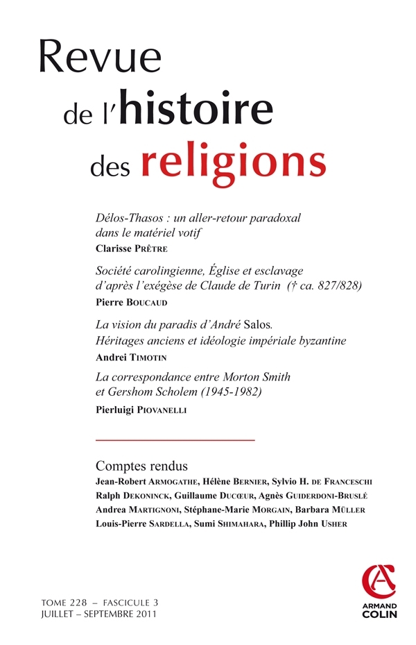 Revue de l'histoire des religions - Tome 228 (3/2011)