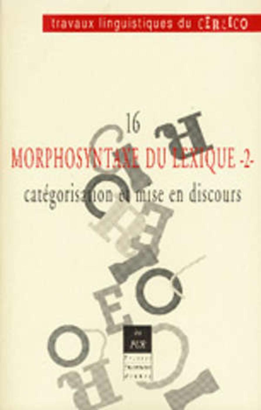MORPHOSYNTAXE DU LEXIQUE 2