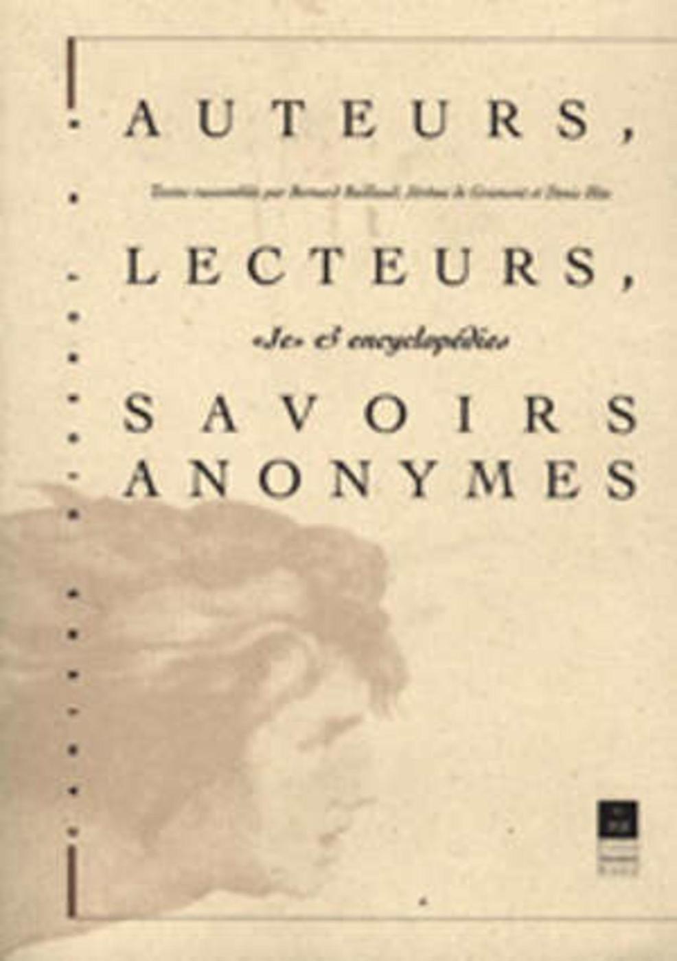 AUTEURS LECTEURS SAVOIRS ANONYMES