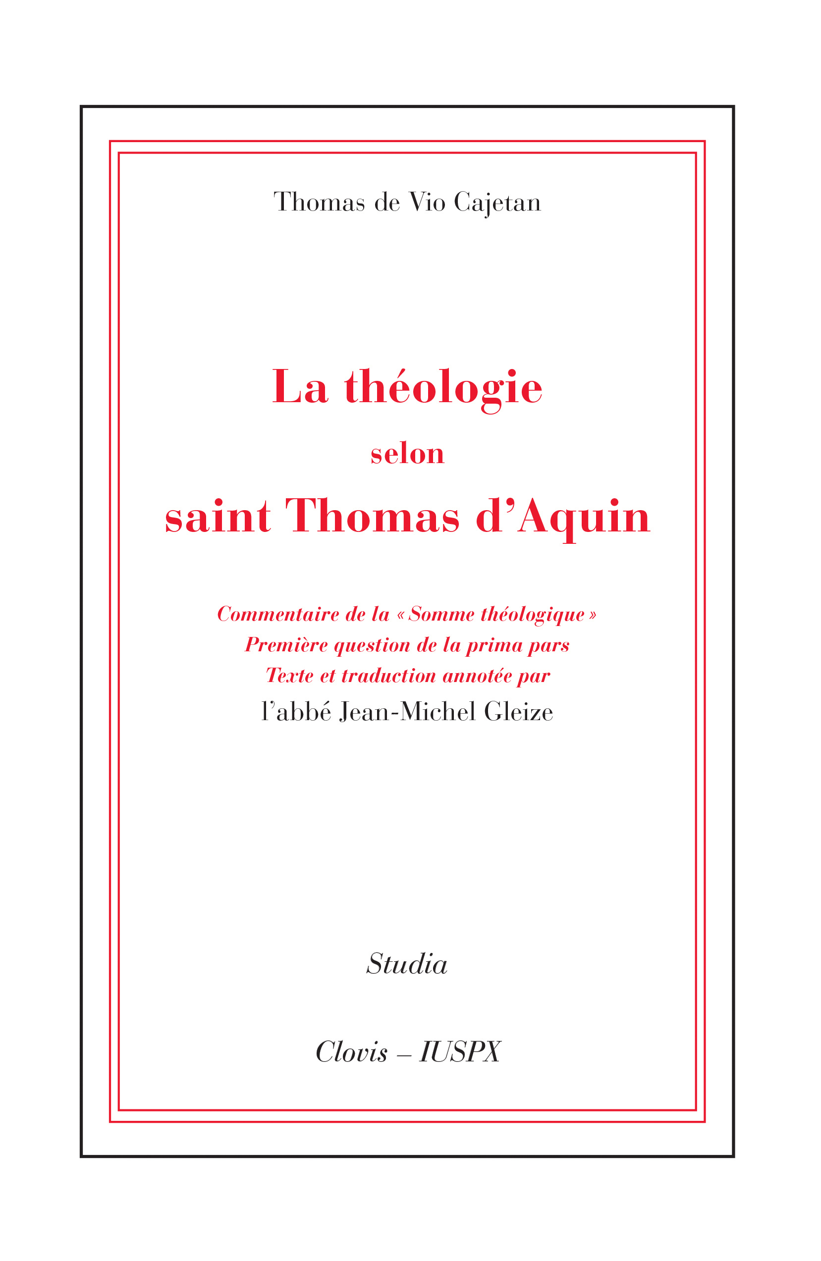 La théologie selon saint Thomas d'Aquin