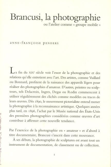 Brancusi / la Photographie
