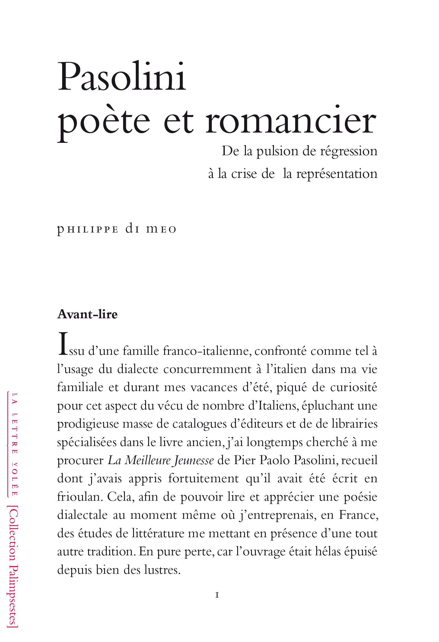 PASOLINI POÈTE ET ROMANCIER