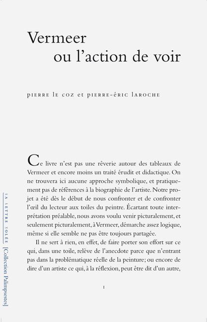 Vermeer ou l'Action de Voir