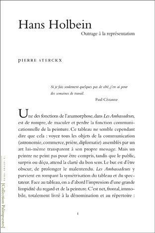 Hans Holbein.Outrage a la Representation