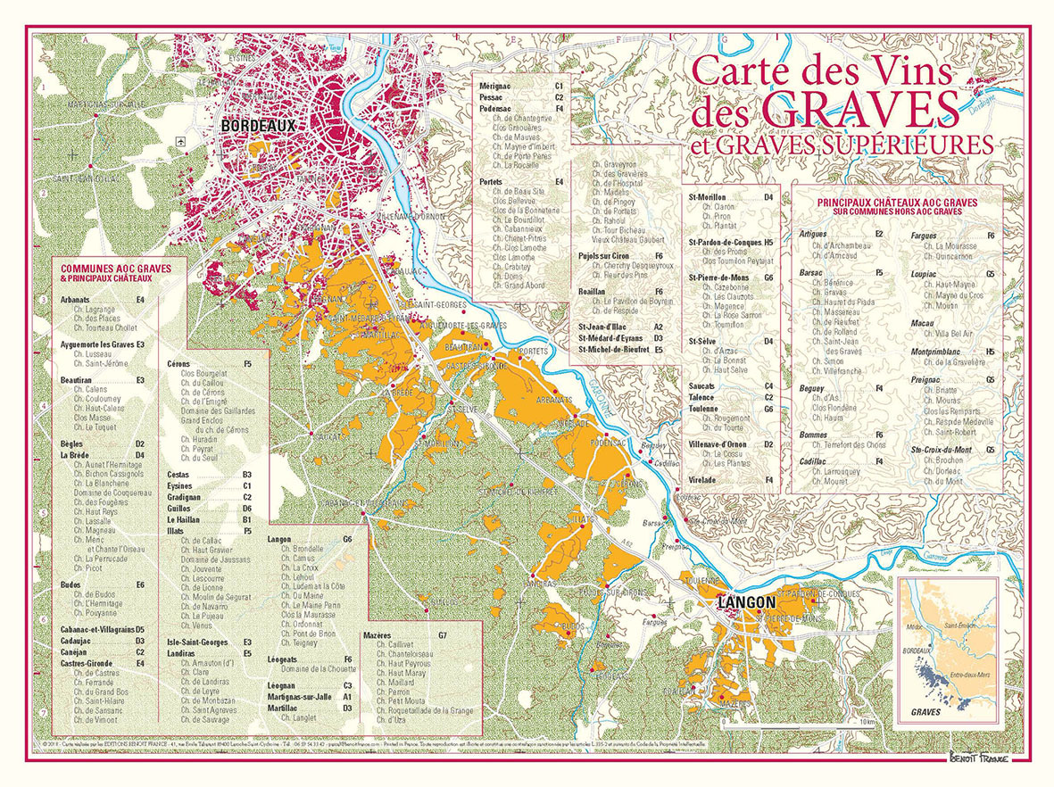 CARTE DES VINS DES GRAVES ET GRAVES SUPERIEURES