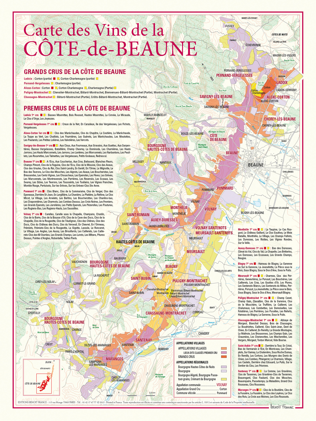 CARTE DES VINS DE LA COTE-DE-BEAUNE