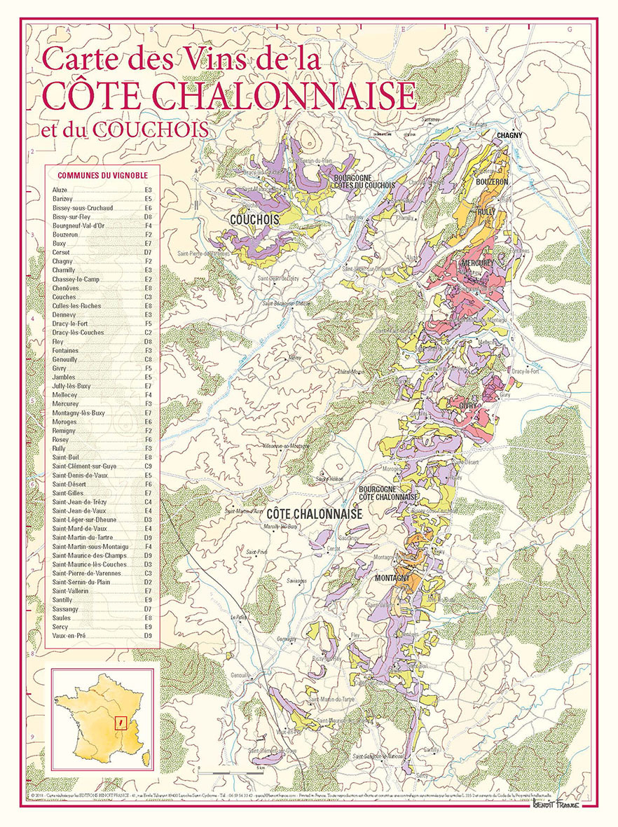 CARTE DES VINS DE LA COTE CHALONNAISE ET DU COUCHOIS