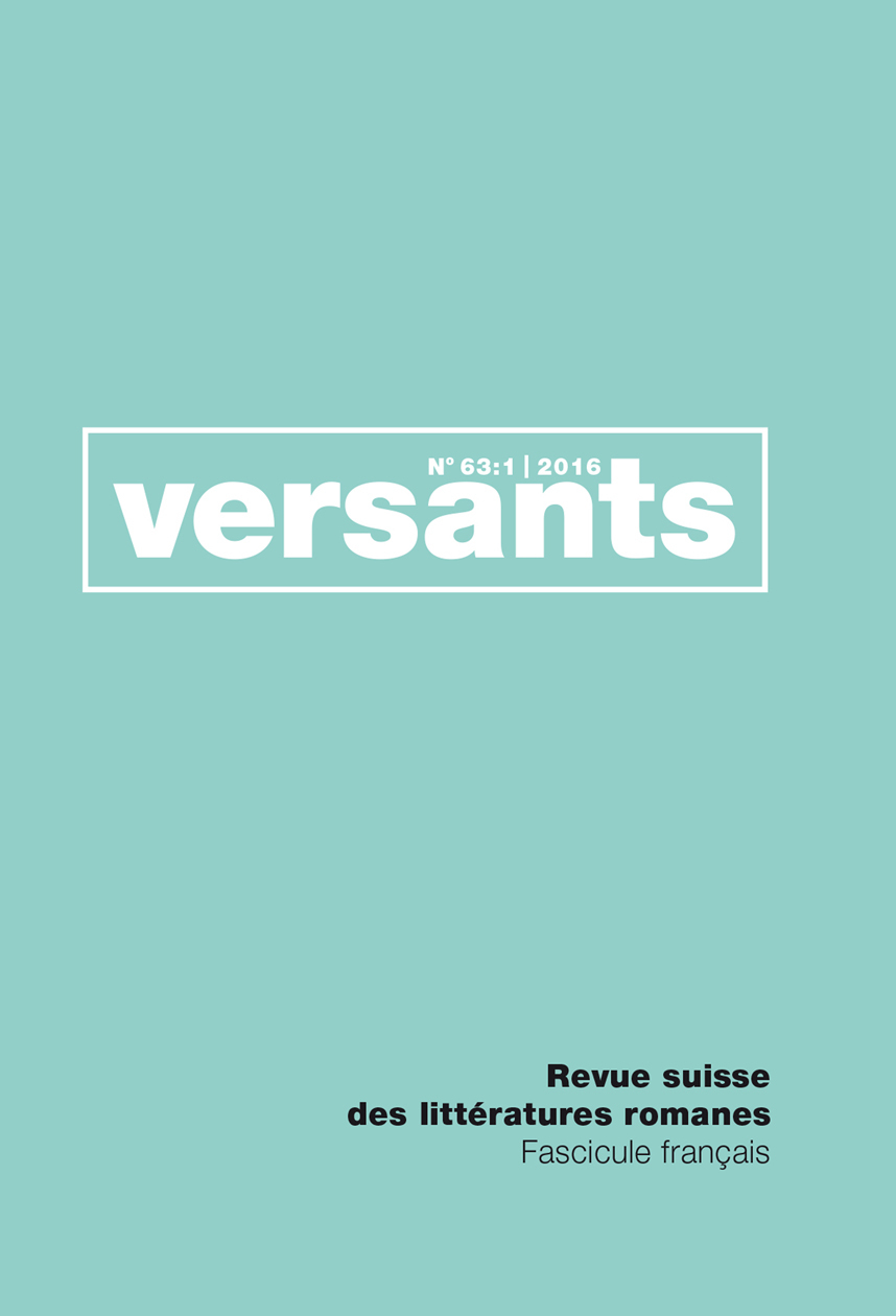 REVUE VERSANTS N 63/1. FASCICULE FRANCAIS