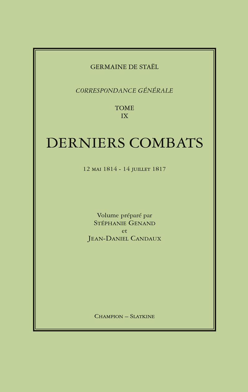 CORRESPONDANCE GENERALE. T9. 1814-1817