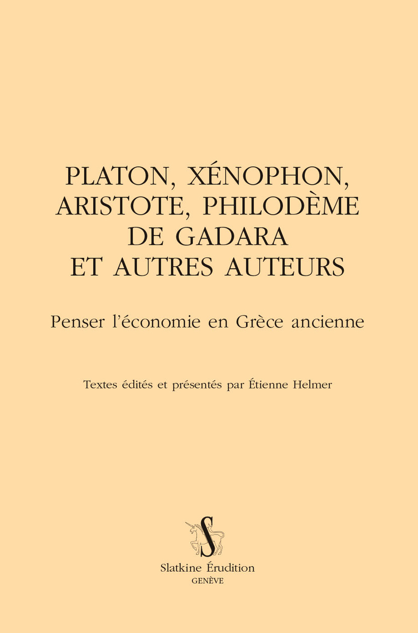 Platon, Xénophon, Aristote, Philodème de Gadara et autres auteurs