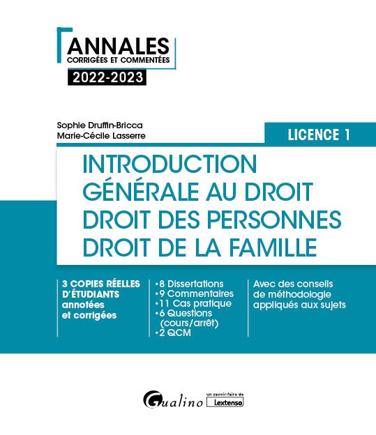 Introduction générale au droit et droit des personnes et de la famille - L1, 6ème édition
