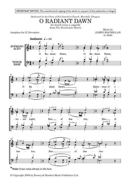 JAMES MACMILLAN : O RADIANT DAWN FROM 'THE STRATHCLYDE MOTETS' SATB A CAPPELLA