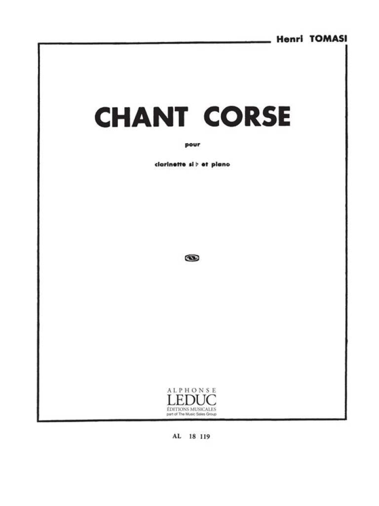 HENRI TOMASI : CHANT CORSE POUR CLARINETTE EN SI BEMOL ET PIANO