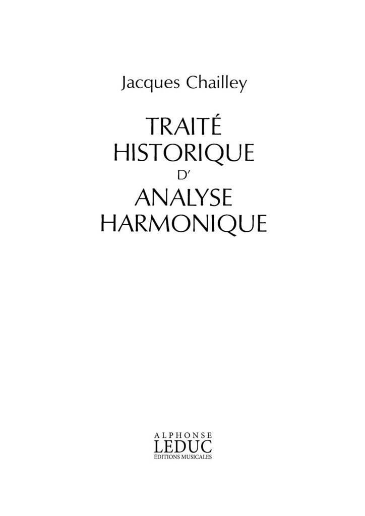JACQUES CHAILLEY : TRAITE HISTORIQUE D'ANALYSE HARMONIQUE