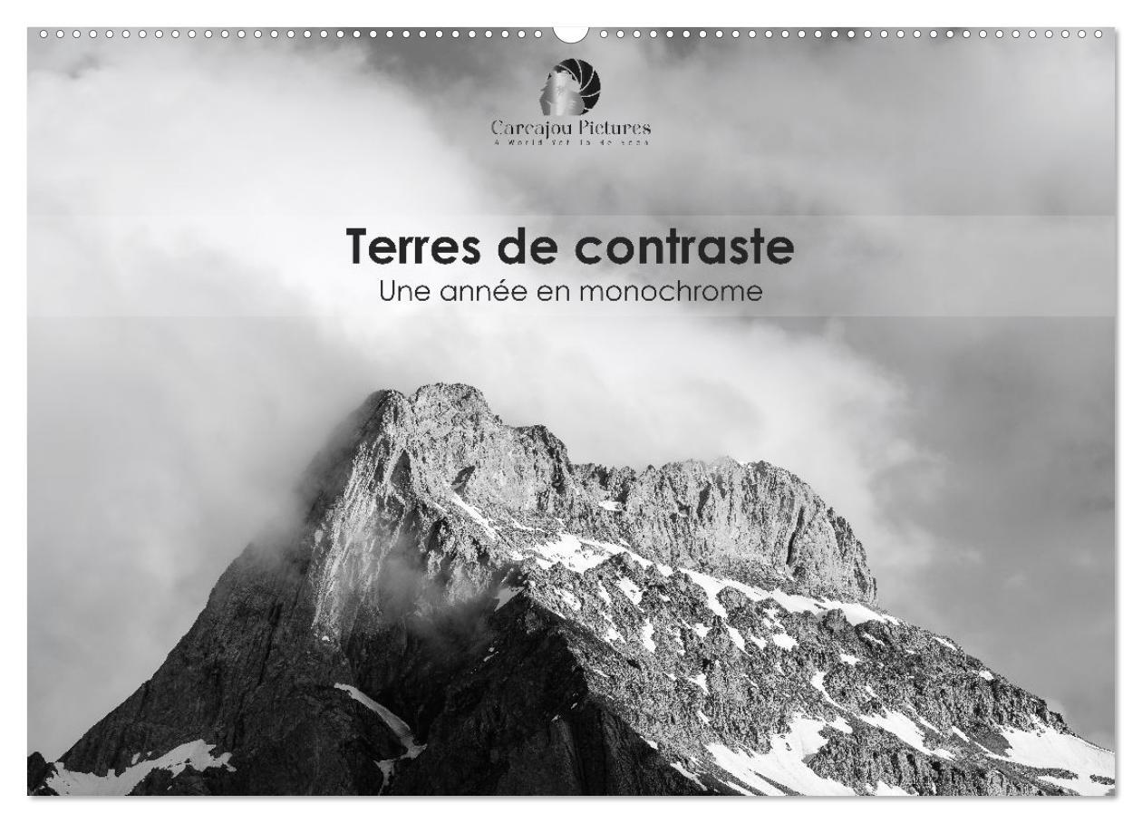 Terres de contraste - Une année en monochrome (Calendrier mural 2026 DIN A2 vertical), CALVENDO calendrier mensuel