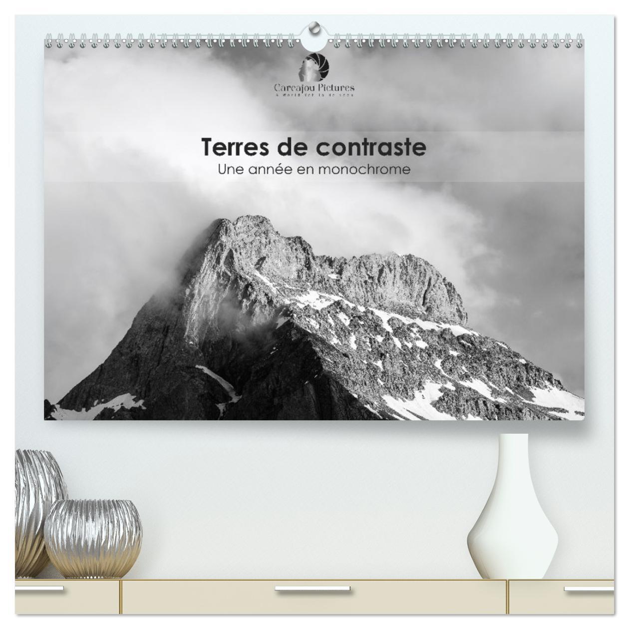 Terres de contraste - Une année en monochrome  (Calendrier mural 2026 DIN A2 vertical) calendrier de bureau