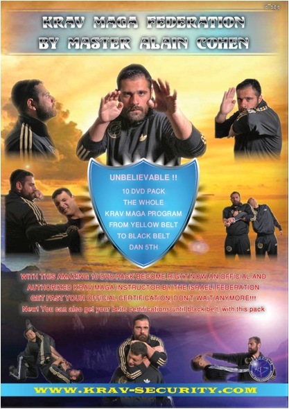 PACK 10DVD : PROGRAMME COMPLET DU KRAV MAGA DE LA CEINTURE JAUNE JUSQU'A LA CEINTURE NOIRE 5EME DAN