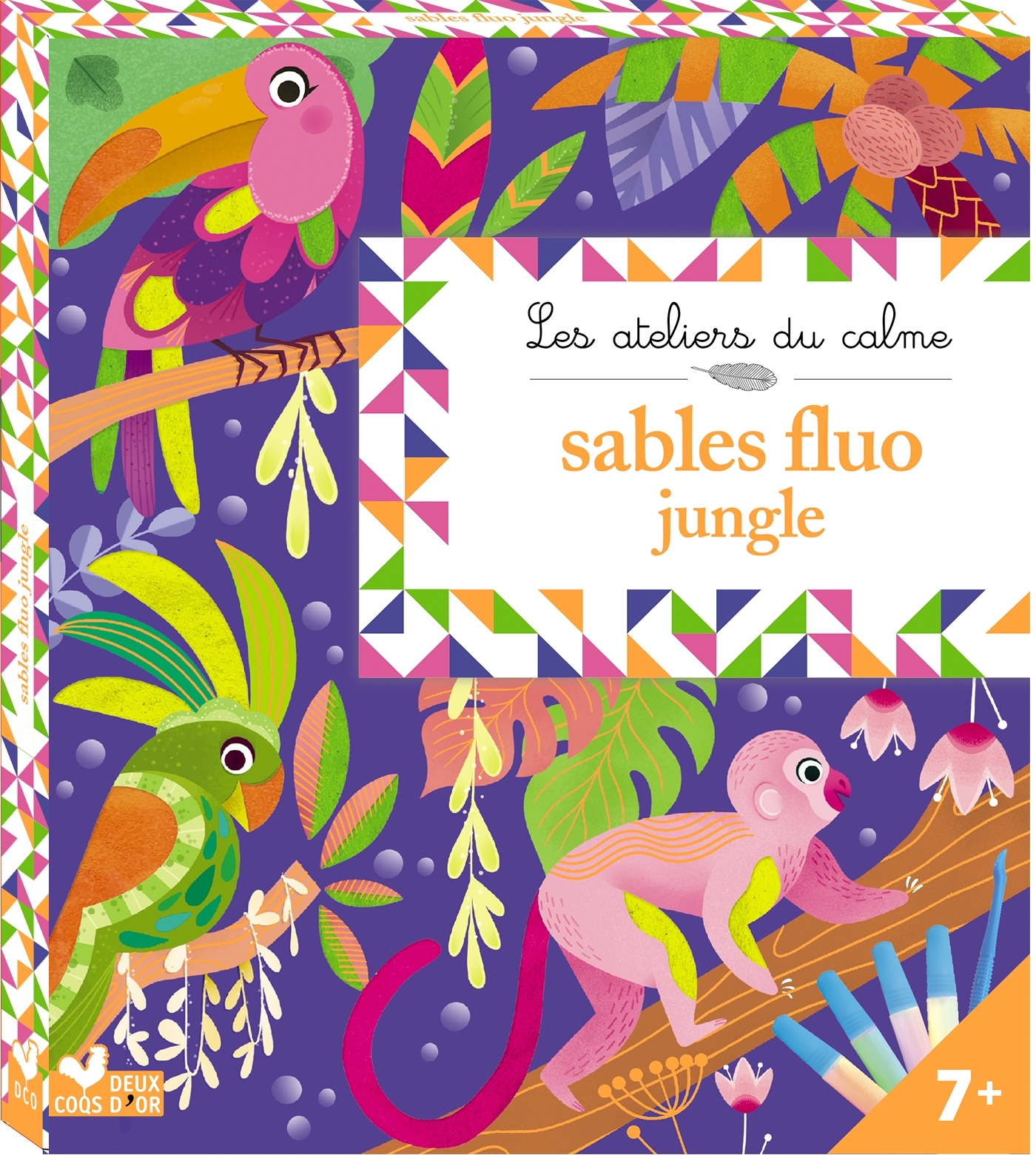 Tableaux sables fluo jungle - boîte avec accessoires