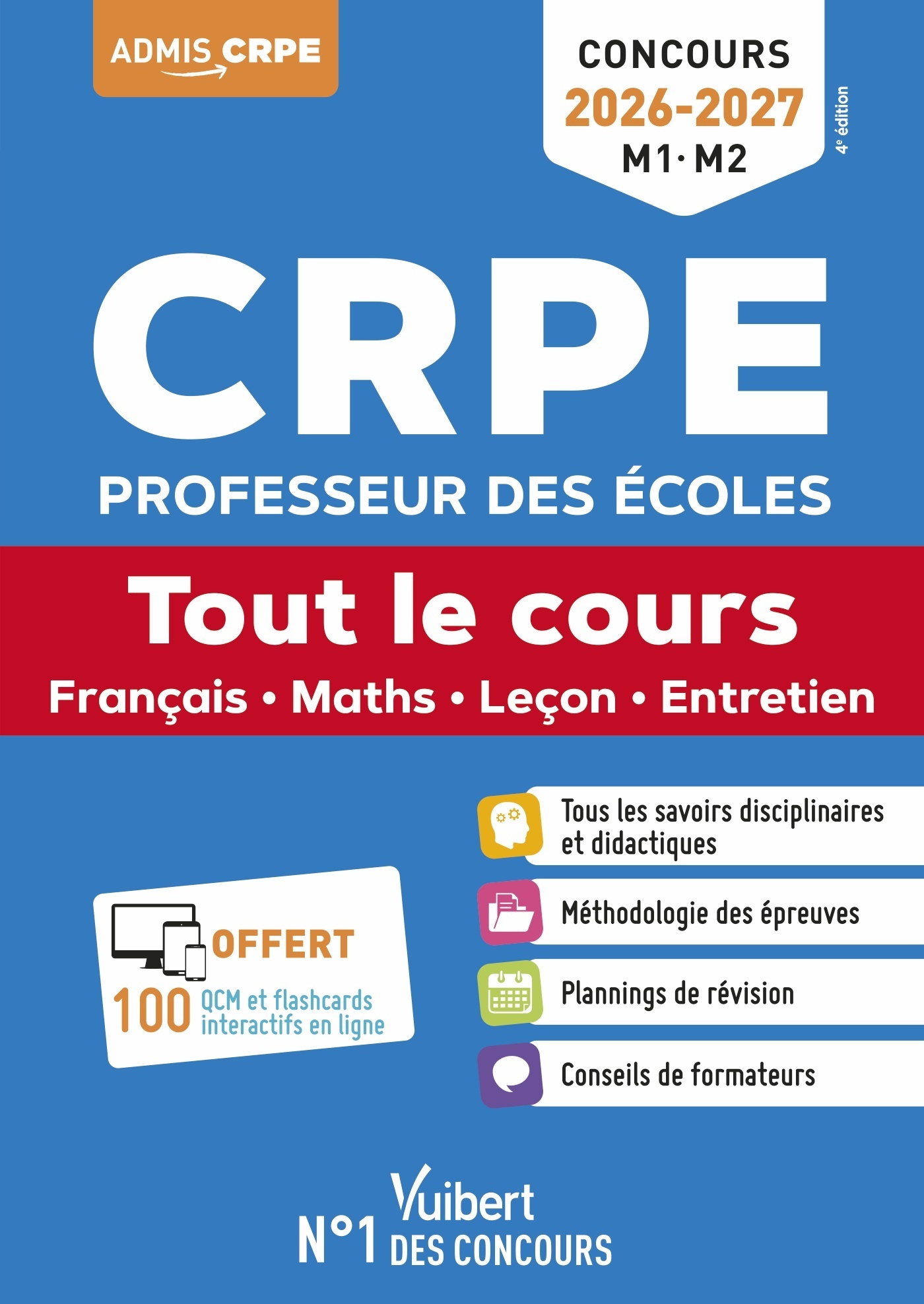 CRPE 2026-2027- Tout le cours (M1 et M2) + QCM et flashcards interactifs