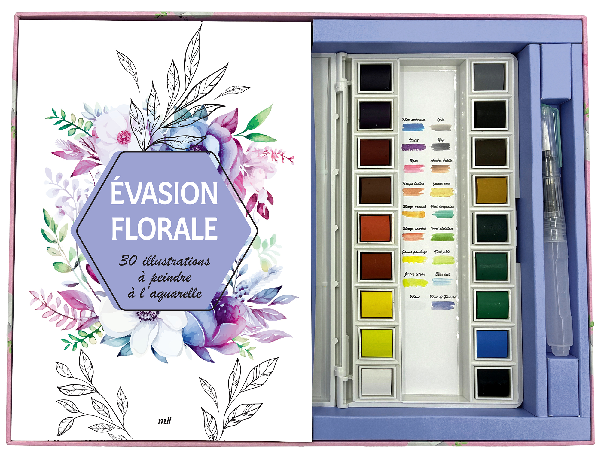 Coffret Aquarelle - Évasion florale - 30 illustrations à peindre à l'aquarelle