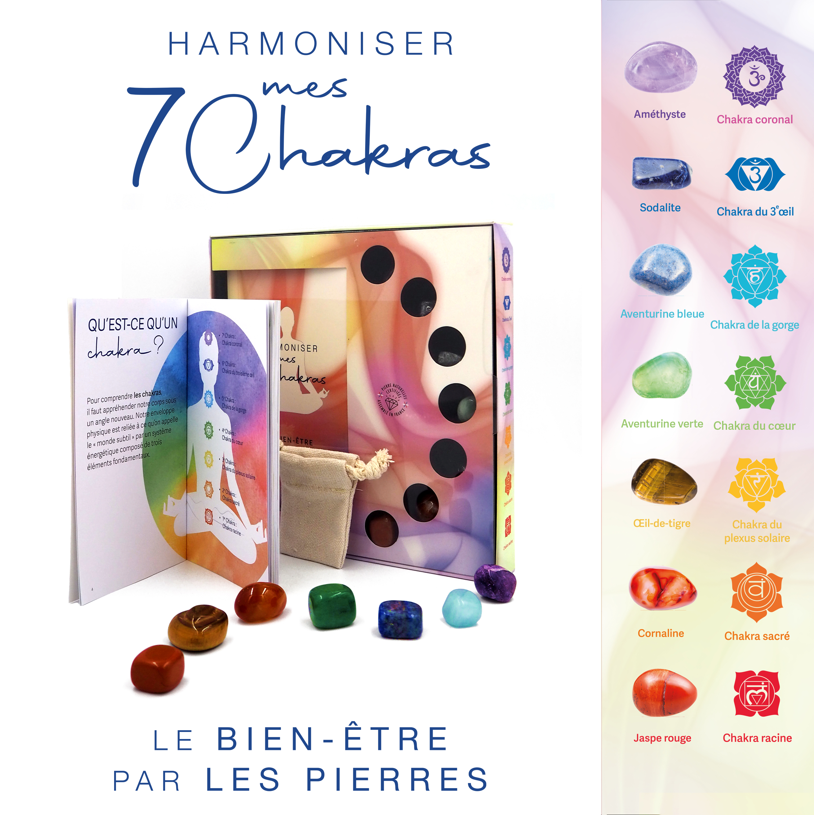 Coffret - Harmoniser mes 7 chakras - Le bien-être par les pierres
