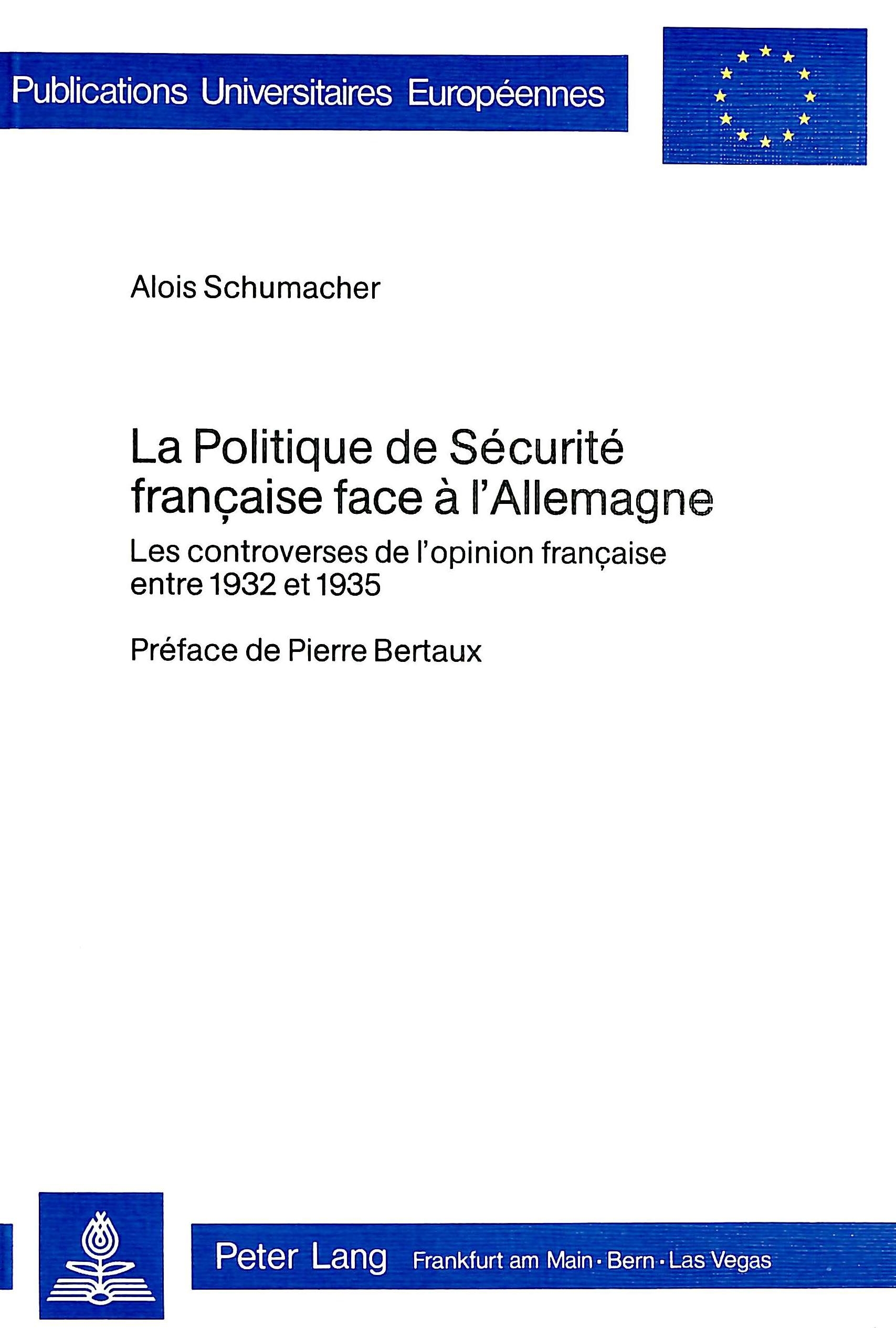 LA POLITIQUE DE SECURITE FRANCAISE FACE A L'ALLEMAGNE