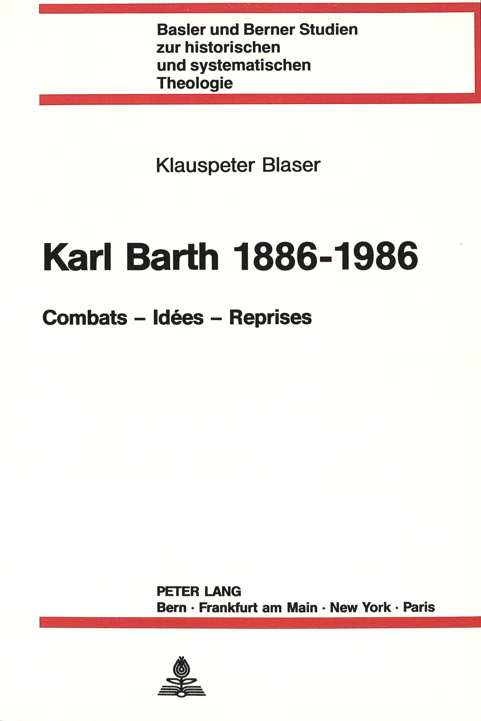 KARL BARTH 1886-1986