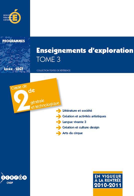 Enseignements d'exploration - classe de seconde générale et technologique