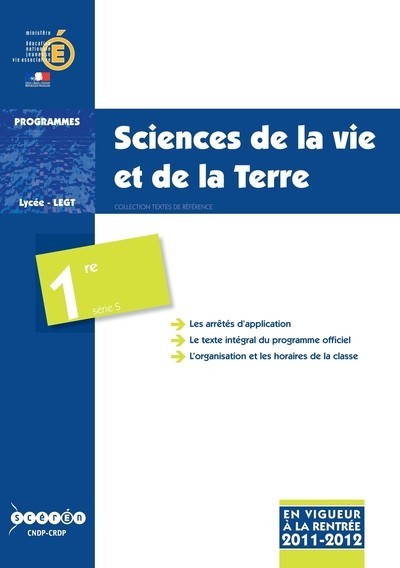 Sciences de la vie et de la Terre - classe de première de la série S