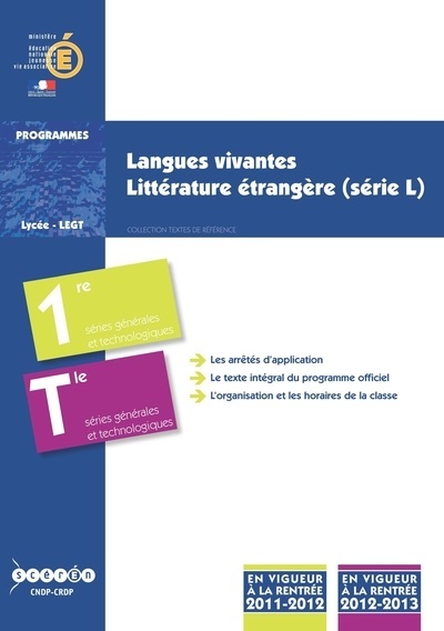 Langues vivantes, classes de première des séries générales et technologiques, littérature étrangère (en langue étrangère)