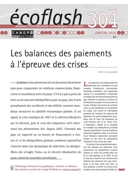 ECOFLASH N 304, JANVIER 2016 LES BALANCES DES PAIEMENTS A L EPREUVE DES CRISES