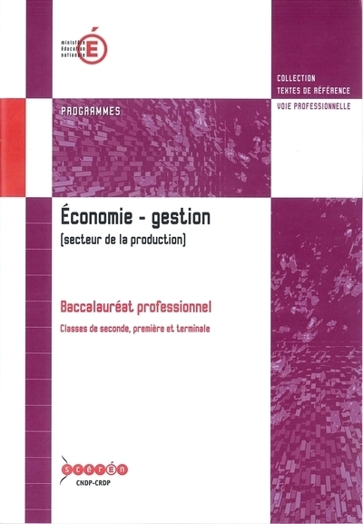 Économie, gestion - baccalauréat professionnel, secteur de la production