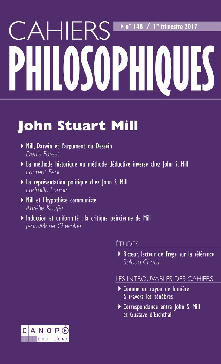 CAHIERS PHILOSOPHIQUES, N. 148 (1/2017) JOHN STUART MILL